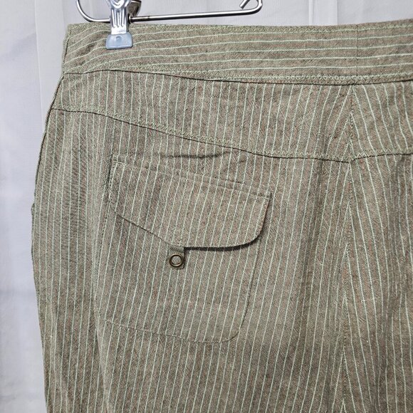 JH Collectibles Green Orange Striped Crop Pants Linen Blend Boho 12 - Picture 9 of 14